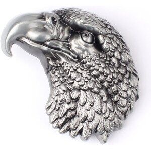 Men's Silver Vintage Hawk Norse Viking Head American Bald Eagle Belt Buckle
